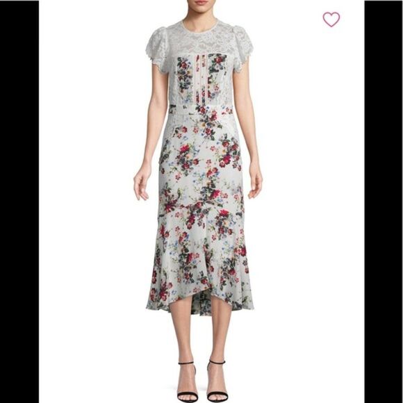 Marissa Webb | Gorgeous! Imani back cutout floral silk print & lace dress MED - Picture 8 of 14